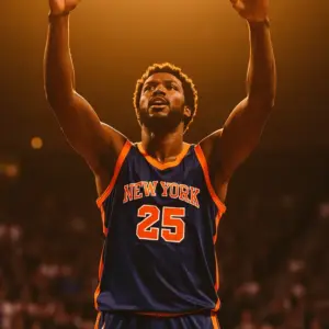Karl-Anthony Towns celebrating during Knicks 2026 championship playoff run with record plus-minus performance