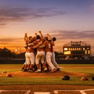 Texas baseball team celebrates on field after clinching record 39th College World Series appearance