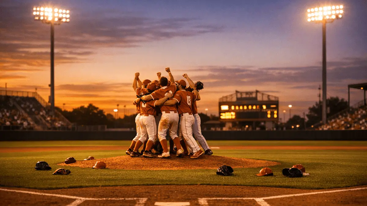 Texas baseball team celebrates on field after clinching record 39th College World Series appearance