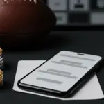 Betting slip and crypto chips on felt table with smartphone, representing no KYC sports betting