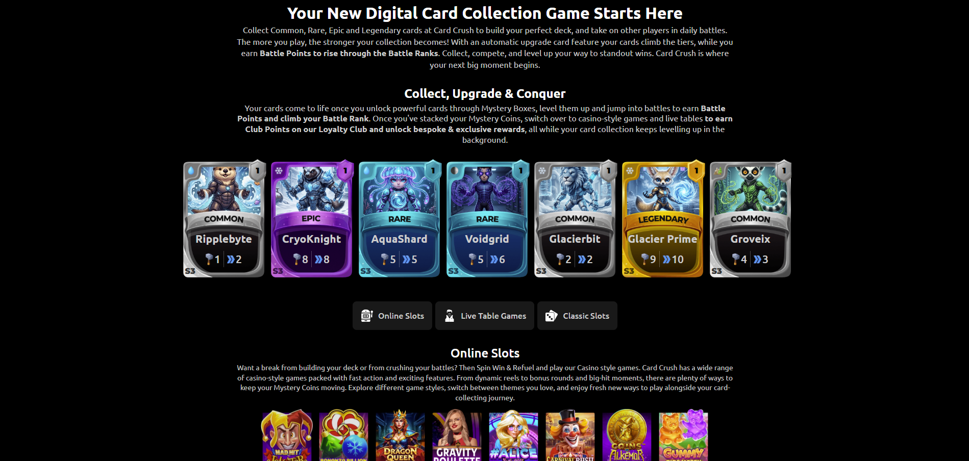 CardCrush - games section - desktop screenshot