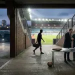 Aston Villa transfer dilemma with a striker departure and potential replacement under stadium lights