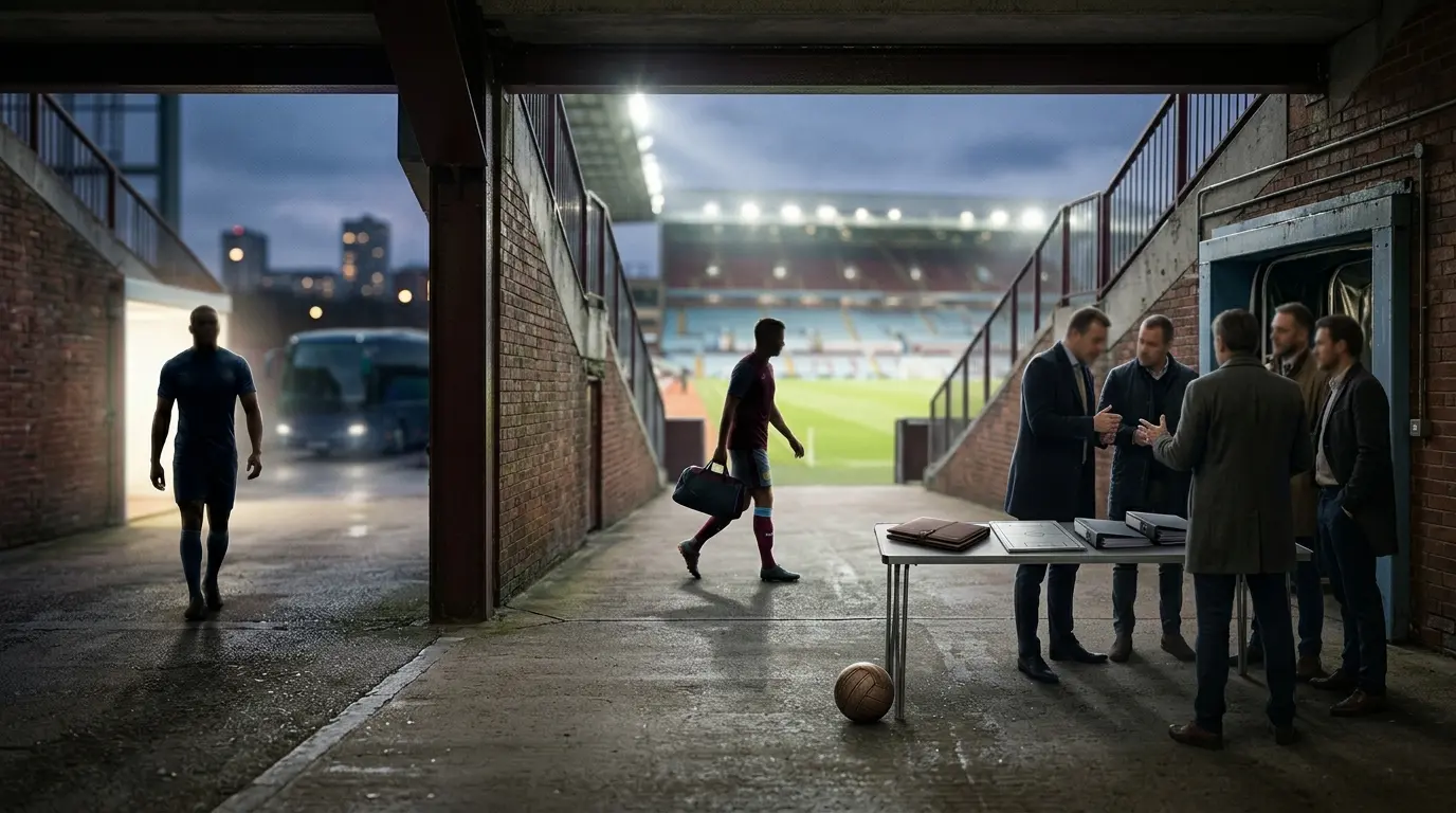 Aston Villa transfer dilemma with a striker departure and potential replacement under stadium lights