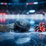 NHL hockey puck, stick, and casino chips on ice — best NHL betting sites 2026