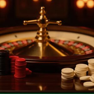 Roulette wheel and stacked casino chips on a glossy table — best online casinos Canada 2026